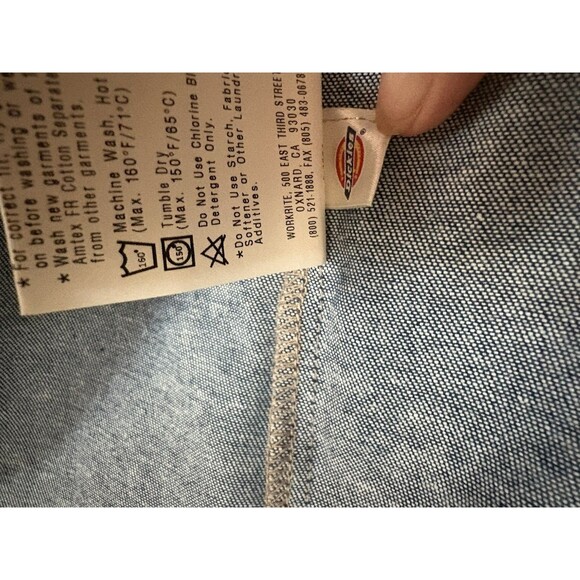 Dickies FR Workrite Denim Fire Resistant Garage Work Shirt ARC 9.3 NWOT Men SZ S - Picture 13 of 16